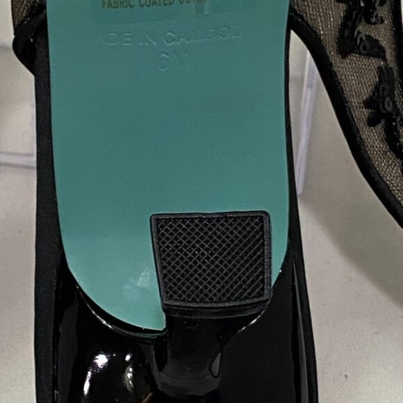 Betsey Johnson SB-Nikki Black Mesh Beaded Slingback Heels Size 6M - Picture 4 of 15